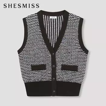 Shs Miss Stripe Knit Vest Sskvtn32010 Br Braun/55