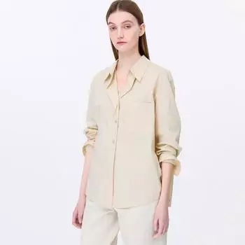 [shs Miss] Stripe Open Collar Pocket Shirt Swwstp12100 Blue/55