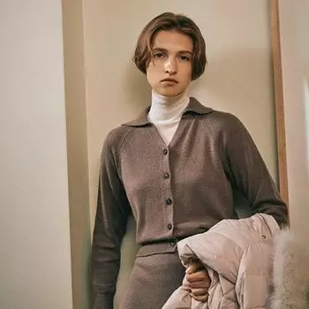 Вязаный кардиган Shs Miss с V-образным вырезом Sskcdn41010 oatmeal/55