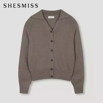 Вязаный кардиган Shs Miss с V-образным вырезом Sskcdn41010 Mb melange brown/55
