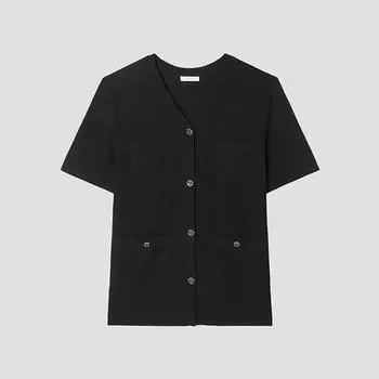 [shs Miss] V Neck Middle Cardigan Sskcdp22090 Bk blacks/55