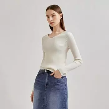 Shs Miss V-образный вырез, тонкий ребристый трикотаж Sskpon42650 light blue/55