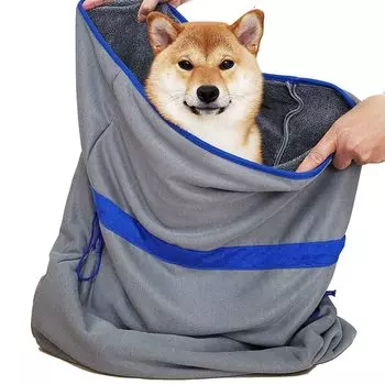 SHSCLY Супервпитывающее полотенце для кошек, впитывающее влагу, для купания в мешочке, сокращает время сушки шампуня, 60 x 75, серо-голубой Домашние животные, собаки, товары серый