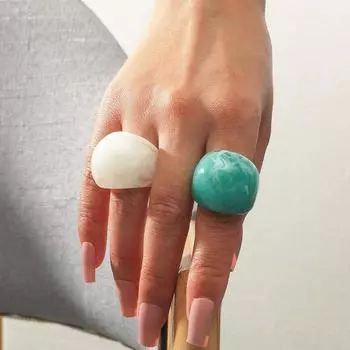 шт. Синие геометрические смоляные акриловые большие круглые женские кольца набор колец на палец смоляные кольца корейский стиль синий/белый