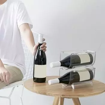 Штабелируемая полка для хранения с гладкими краями, пластиковый небьющийся органайзер для бутылок для кухни чистый