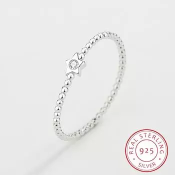 Штабелируемые кольца на палец из натурального стерлингового серебра 925 пробы, круглые кольца с пятиконечной звездой для женщин, свадебные украшения для помолвки 6 серебряный