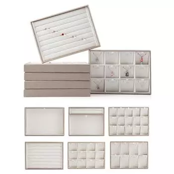 Штабелируемый лоток для ювелирных изделий из искусственной кожи, органайзер, ожерелье Necklace Tray бежевый