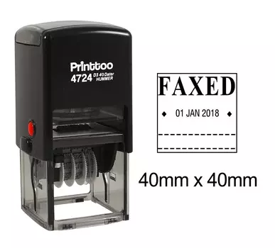 Штамп Датер для документов канцелярских принадлежностей Printtoo с факсом 40 mm x 40 mm.(Approx) чёрный