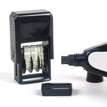 Штамп даты АБС-пластик, черные чернила, возврат, прямоугольник, красный цвет English Calendar - Black