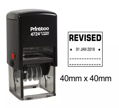 Штамп для печати документов для канцелярских принадлежностей Printtoo с исправленным текстом. 40 mm x 40 mm.(Approx) чёрный