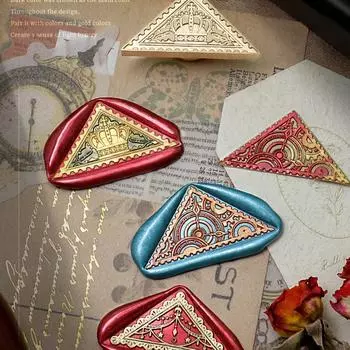 Штамп Лак Печать Высококачественная Медная Голова Треугольный Лак Восковая Винтажная Роза Скульптура Сургуч Ручная Книга Подарок