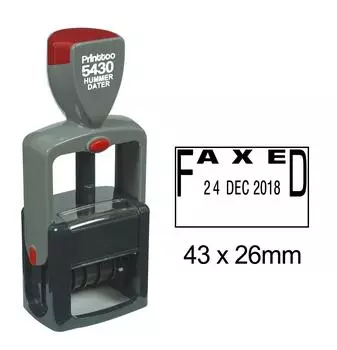 Штамп Printtoo Heavy Duty Dater с отправленным по факсу текстом, канцелярскими канцелярскими принадлежностями, самоклеящаяся резина с датой 43 mm x 26 mm.(Approx) чёрный