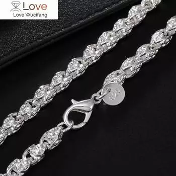 Штампованное серебро 925 пробы, 5 мм, цепочка для крана, 20-24 дюйма, ожерелье для женщин и мужчин, модные ювелирные изделия для свадебной вечеринки, благородные рождественские подарки 50cm