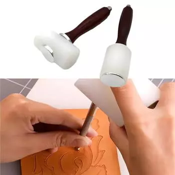 Штамповка Профессиональный молоток для резьбы по коже Инструмент для самостоятельной резьбы по коже Печать на коже Штамповка Молоток ручной работы с деревянной ручкой Нейлоновые молотки