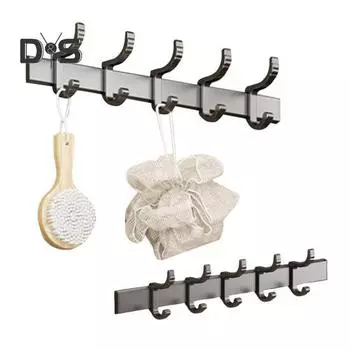 Штамповка свободного ряда крючков для подвешивания Стеллаж для хранения Прочная несущая способность Простая установка Без сверления Универсальная складная конструкция Вешалка для одежды с крючками серый