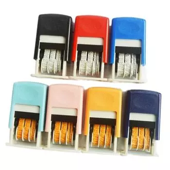 Штампы 4 мм Назад к чернилам Автоматический возврат чернил Ручка Счет Штамп Штампы с датой Колесо штампа небесно-голубой