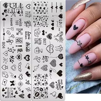 Штампы для дизайна ногтей на День святого Валентина, трафареты из нержавеющей стали в форме сердца, сделай сам, трафареты для печати изображений, инструменты для штамповки маникюра