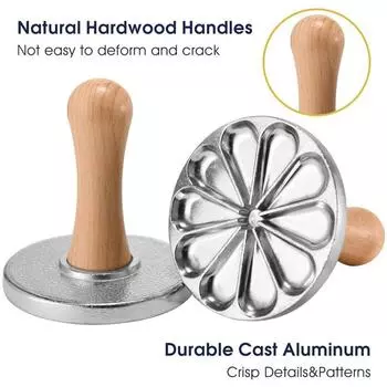 Штампы для печенья из цинкового сплава, 3-дюймовая круглая пресс-форма для печенья с деревянной ручкой, принадлежности для украшения, самодельная выпечка, пирожные, кондитерские изделия