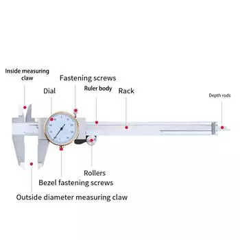 Штангенциркуль с противоударным сердечником для точного и надежного измерения. Нержавеющая сталь для долговечности.