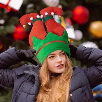 Штаны эльфа Yousheng, шапка Санты, забавная рождественская шапка, пояс, полосатые штаны Санты, шапка, рождественские украшения, аксессуары для костюмов B