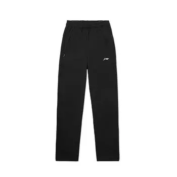 Штаны для бадминтона Li Ning, однотонные, прямые, для бега, для тренировок, трикотажные, спортивные, мужские, черные AKLTC89-1 L