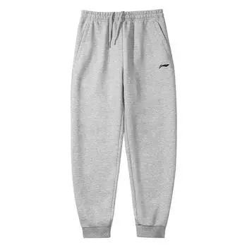 Штаны для бадминтона Li Ning, свободные, средней посадки, с манжетами и шнурком, повседневные, спортивные, мужские, светло-серые, AKLTC93-2 XXL