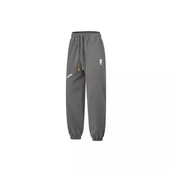 Штаны для баскетбола Li Ning Bad Five с принтом в виде букв, флисовые, водонепроницаемые, свободные, трикотажные, мужские, уличные, серые, AYKT671-2 3XL