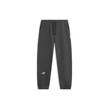 Штаны для баскетбола Li Ning с буквенным принтом, трикотажные, со шнуровкой и манжетами, мужские брюки темно-серого цвета AKLU087-7 M
