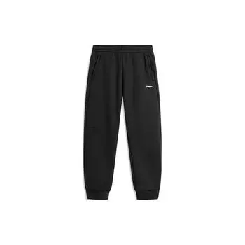 Штаны для бега Li Ning Fitness Series, зауженные, повседневные, универсальные, флисовые, удобные, трикотажные, спортивные, мужские, черные AKLUA73-6 S