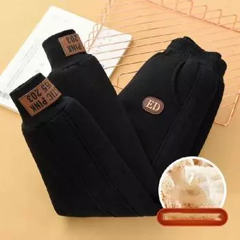 Штаны для девочек и мальчиков, а также плотные зимние детские спортивные штаны, зимние хлопковые штаны для девочек, верхняя одежда 150 чёрный