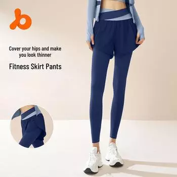 Штаны для йоги Juyitang с высокой талией и цветными блоками, с карманом — защита от воздействия внешней среды, имитация двухкомпонентного дизайна для фитнеса M