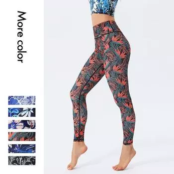 Штаны для йоги с принтом для женщин Спортивные штаны для фитнеса с высокой талией Леггинсы с высокой эластичностью Одежда для йоги Брюки женские S