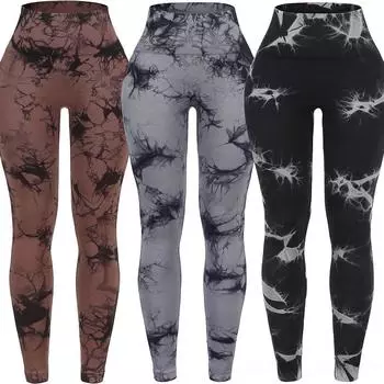 Штаны для йоги с высокой талией и быстросохнущей компрессионной тканью Tie-Dye XL (145-188 cm)