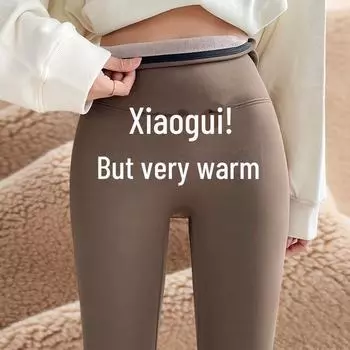 Штаны для йоги с высокой талией и бархатной подкладкой : Бесшовный, приподнимающий бедра и спортивный XL (120-140 lbs)