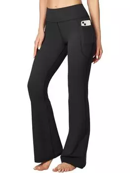 Штаны для йоги с высокой талией и подтяжкой ягодиц для женщин - бесшовные леггинсы для тренировок с контролем живота, удобные и устойчивые к приседаниям S чёрный