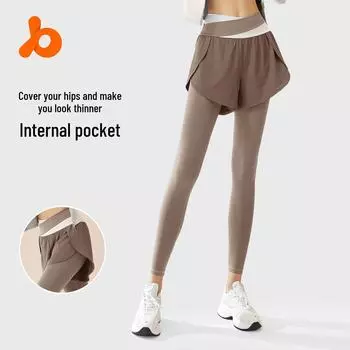 Штаны для йоги с высокой талией Juyitang: Леггинсы для фитнеса с цветными блоками, защищающие от воздействия внешней среды, высокоэластичные L