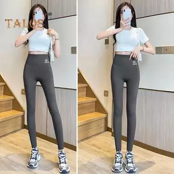 Штаны для йоги с высокой талией, женские эластичные облегающие леггинсы с принтом на талии, спортивные леггинсы для йоги Shark L серый