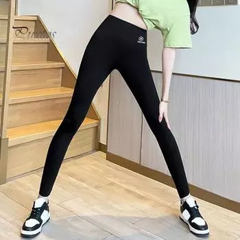 Штаны для йоги с высокой талией, женские эластичные облегающие леггинсы с принтом на талии, спортивные леггинсы для йоги Shark M серый