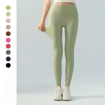 Штаны для йоги женские с высокой талией, цельные штаны для фитнеса без бокового шва, спортивные леггинсы с подъемом бедер S