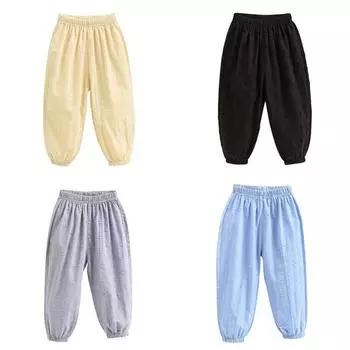 Штаны для мальчиков и девочек от 2 до 7 лет, однотонные свободные эластичные брюки, шаровары 130