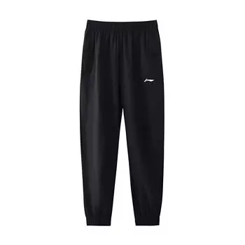 Штаны для настольного тенниса Li Ning, однотонные, с логотипом, быстросохнущие, зауженные, тканые, спортивные, повседневные, мужские, черные, AYKT551-7 L