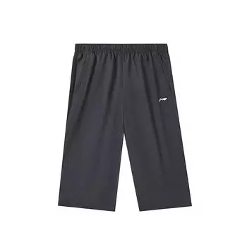 Штаны для настольного тенниса Li Ning, однотонные, с логотипом бренда, для фитнеса, легкие, спортивные, быстросохнущие, повседневные, с семью точками, мужские, чернильно-серые AKQU419-3 S