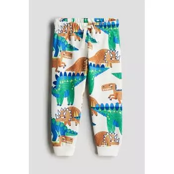 Штаны-джоггеры HM белые динозавры