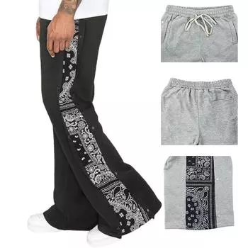 Штаны High Street Double Line Hip Hop для мужчин, спортивные повседневные брюки Cross-border Breasted, мужские свободные спортивные брюки West Coast Cashew Flower S светло-серый