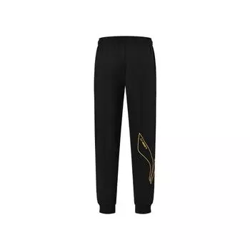 Штаны Li Ning Badminton Series, однотонные, со средней посадкой, свободные, с завязками на манжетах, повседневные, унисекс, черные AKLUA41 M