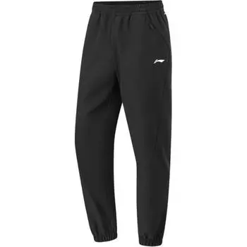Штаны Li Ning Fitness Series однотонные, средней посадки, удобные, дышащие, универсальные, с флисовой подкладкой, теплые, трикотажные, спортивные, мужские, черные, AYKT791-2 S