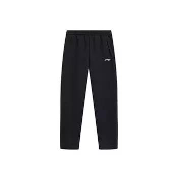 Штаны Li Ning Fitness Series с флисовой подкладкой, однотонные, эластичные, спортивные, повседневные, унисекс, черные YKLT365-1 XL