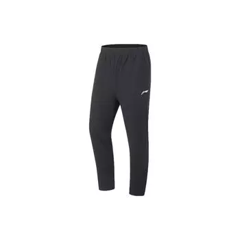 Штаны мужские спортивные Li Ning Fitness Series однотонные прямые флисовые теплые водонепроницаемые трикотажные черные AYKT647-1 XXL