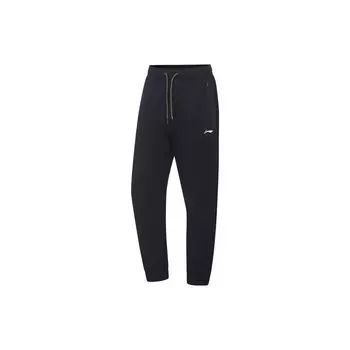 Штаны мужские спортивные Li Ning Fitness Series однотонные, неэластичные, со средней талией, зауженные книзу, черные AKLT439-1 L
