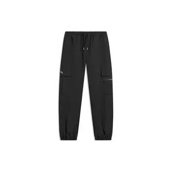 Штаны мужские спортивные Li Ning Skateboard Series, однотонные, водонепроницаемые, свободные, средней посадки, плетеные, трикотажные, черные AKXU021-1 M